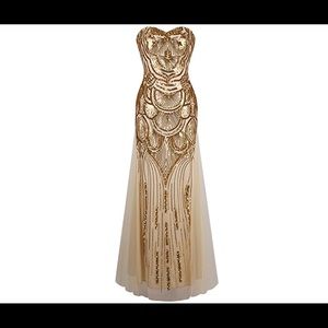 Gold Gown/Prom Dress/Vintage Dress